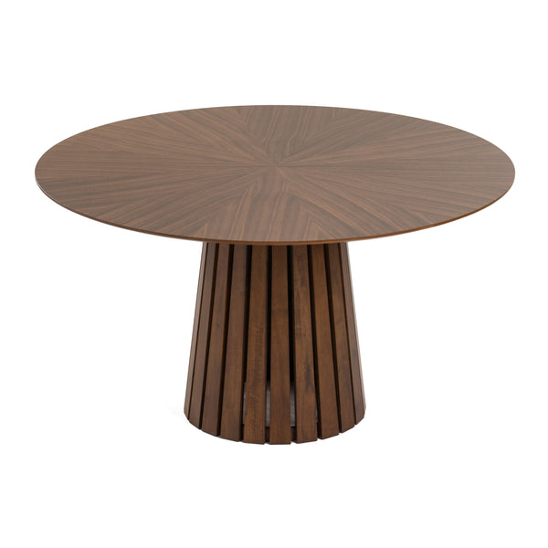 Modrest Weiss - Mid-Century Modern Walnut Round Dining Table + 6 Chair Set