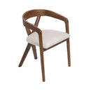 Modrest Weiss - Mid-Century Modern White Fabric + Walnut Dining Chair