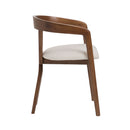 Modrest Weiss - Mid-Century Modern White Fabric + Walnut Dining Chair