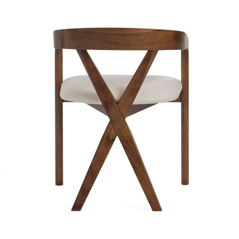 Modrest Weiss - Mid-Century Modern White Fabric + Walnut Dining Chair