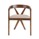 Modrest Weiss - Mid-Century Modern Light Brown Fabric + Walnut Dining Chair