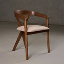 Modrest Weiss - Mid-Century Modern Light Brown Fabric + Walnut Dining Chair