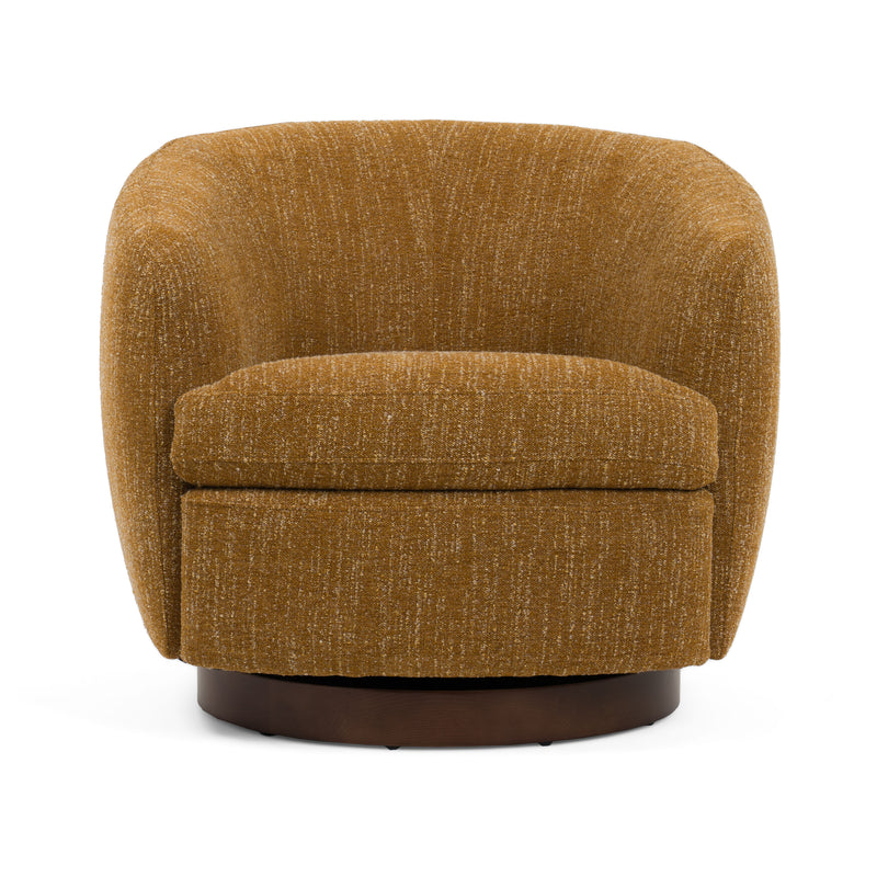 Divani Casa Wendt - Modern Mustard Fabric Swivel Accent Chair