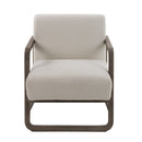 Modrest Wilber - Modern Off-White Fabric + Grey Wood Accent Chair
