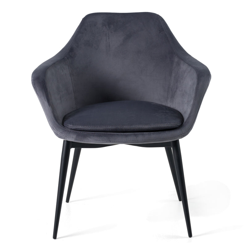 Modrest Wilson - Modern Grey Velvet & Black Dining Chair