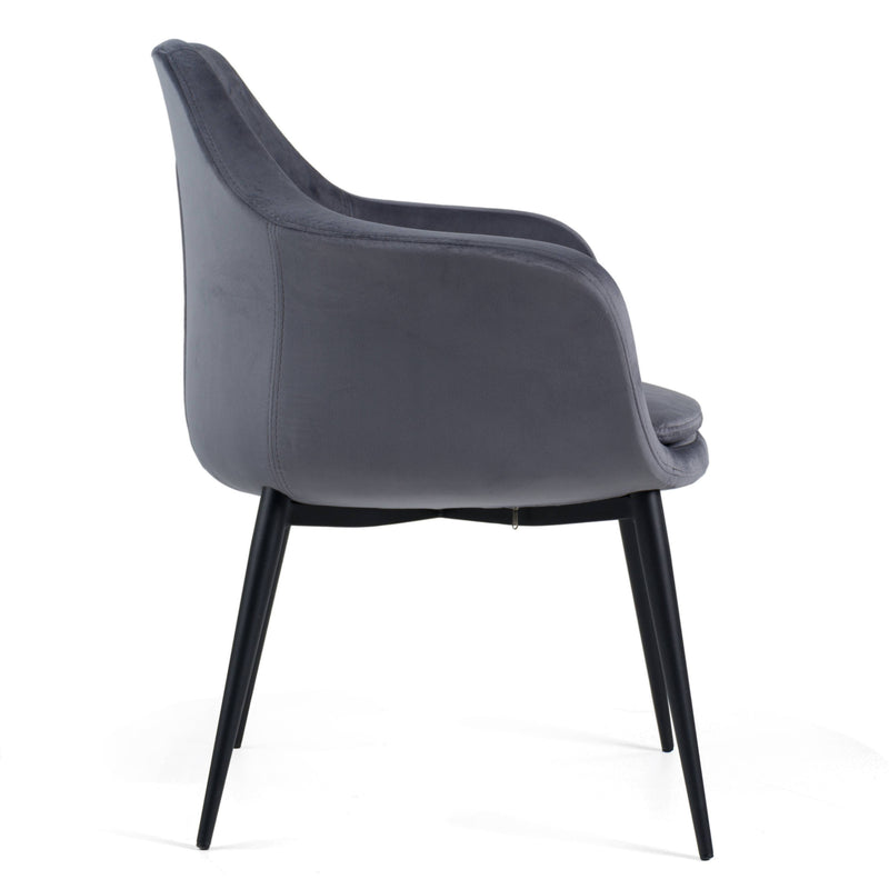 Modrest Wilson - Modern Grey Velvet & Black Dining Chair