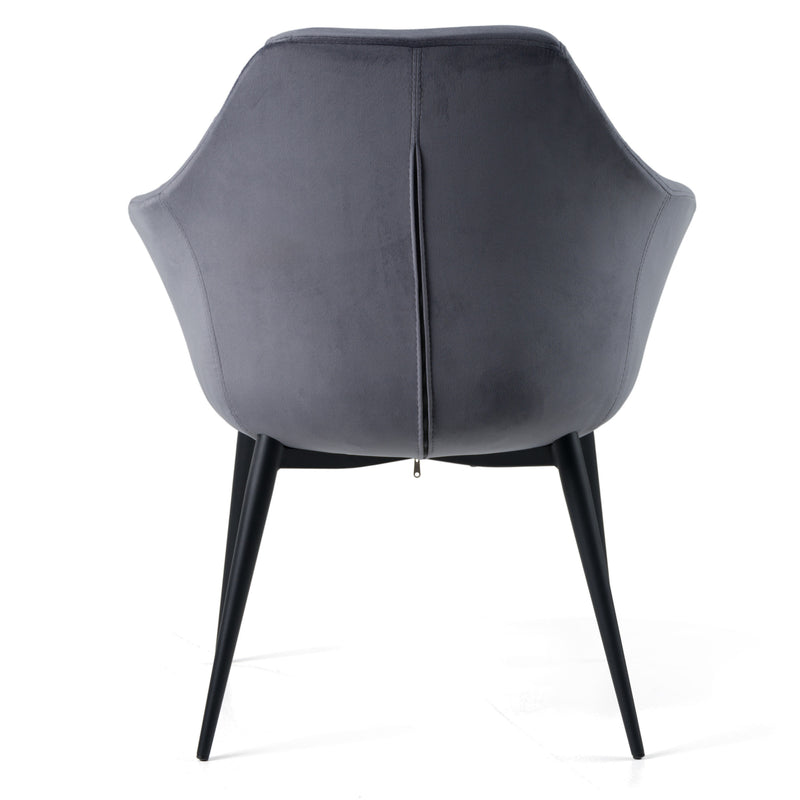 Modrest Wilson - Modern Grey Velvet & Black Dining Chair