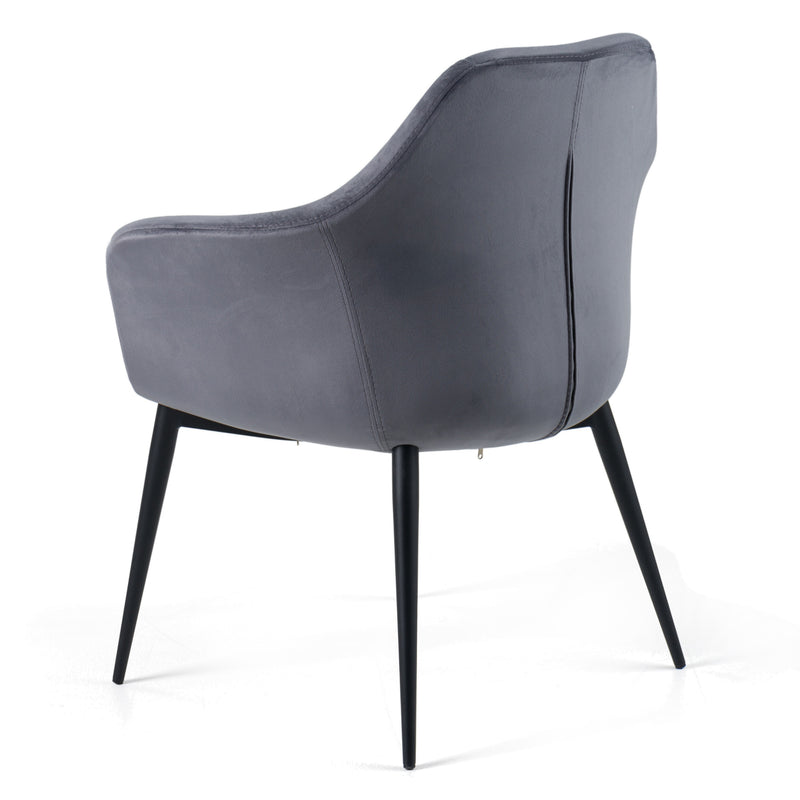 Modrest Wilson - Modern Grey Velvet & Black Dining Chair