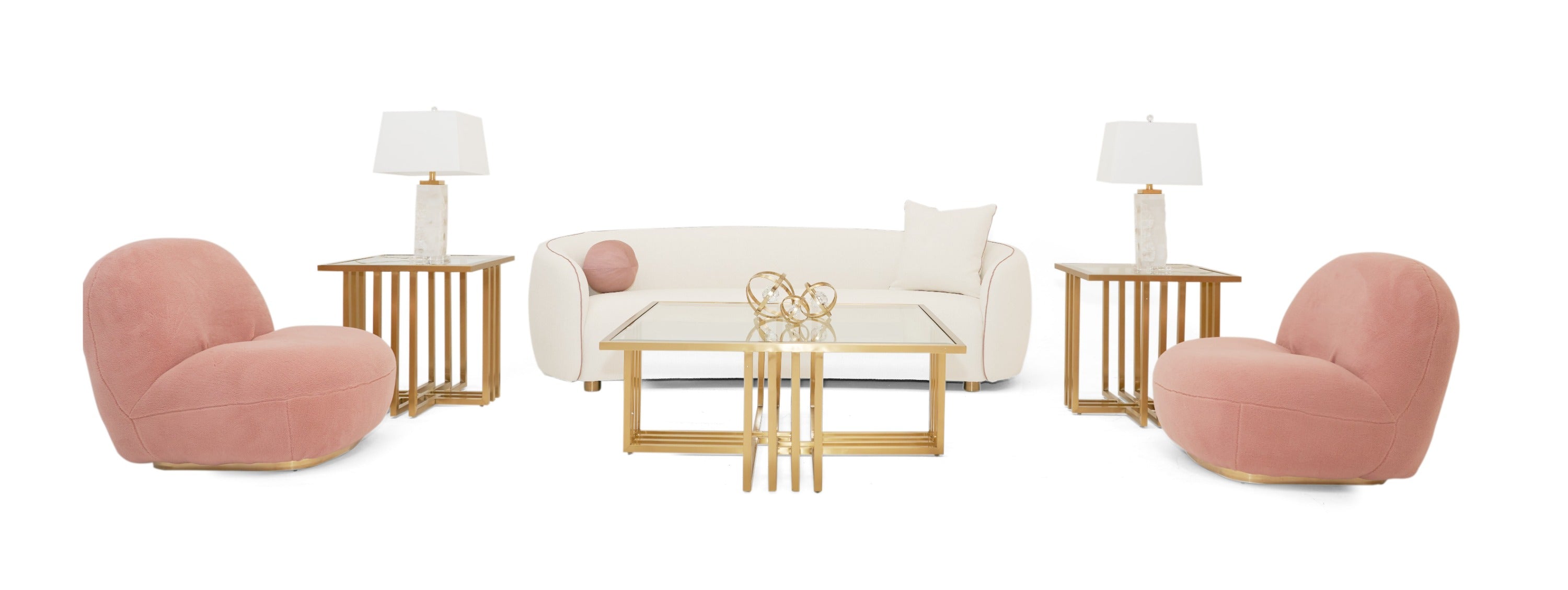 Modrest - Winfree Modern Off White Fabric 3-Seater Sofa