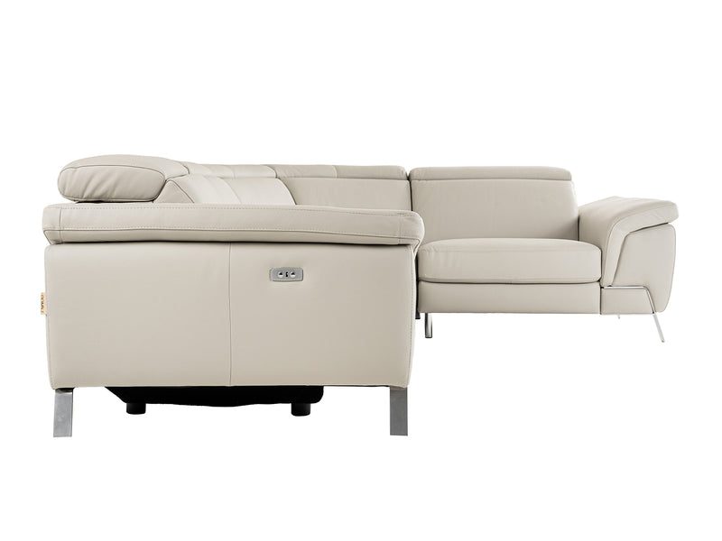 Lamod Italia Mini Wonder - Italian Modern Grey Leather Sectional Sofa with Recliner