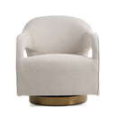 Modrest Worley - Modern Beige Fabric + Gold Swivel Accent Chair