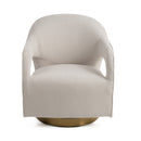 Modrest Worley - Modern Beige Fabric + Gold Swivel Accent Chair