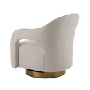 Modrest Worley - Modern Beige Fabric + Gold Swivel Accent Chair