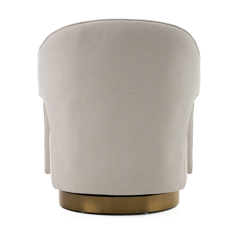 Modrest Worley - Modern Beige Fabric + Gold Swivel Accent Chair