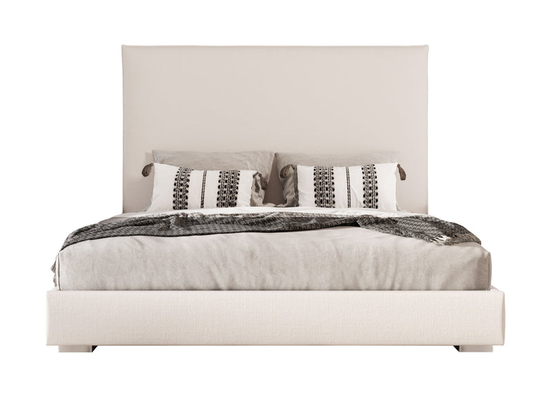 Nova Domus Sogno - Italian Modern Beige Fabric High Headboard Bed