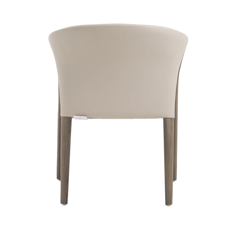 Modrest Wynetta Mid-Century Modern Grey Vegan Leather + Grey Ash Dining Chair