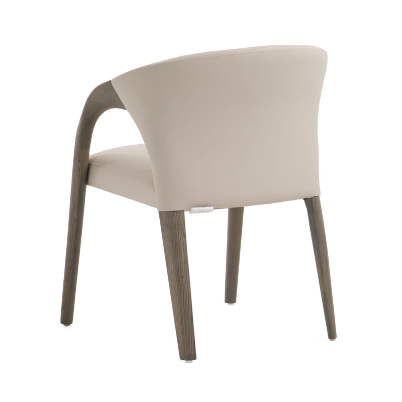 Modrest Wynetta Mid-Century Modern Grey Vegan Leather + Grey Ash Dining Chair