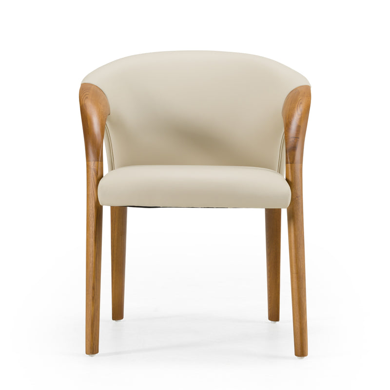 Modrest Wynetta Mid-Century Modern Grey Vegan Leather + Walnut Dining Chair