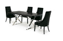 A&X Xavier - Modern Black Crocodile + Stainless Steel Dining Table