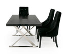 A&X Xavier - Modern Black Crocodile + Stainless Steel Dining Table