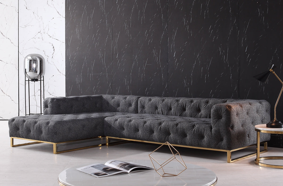 Divani Casa Willa - Modern Grey Fabric Left Facing Sectional Sofa