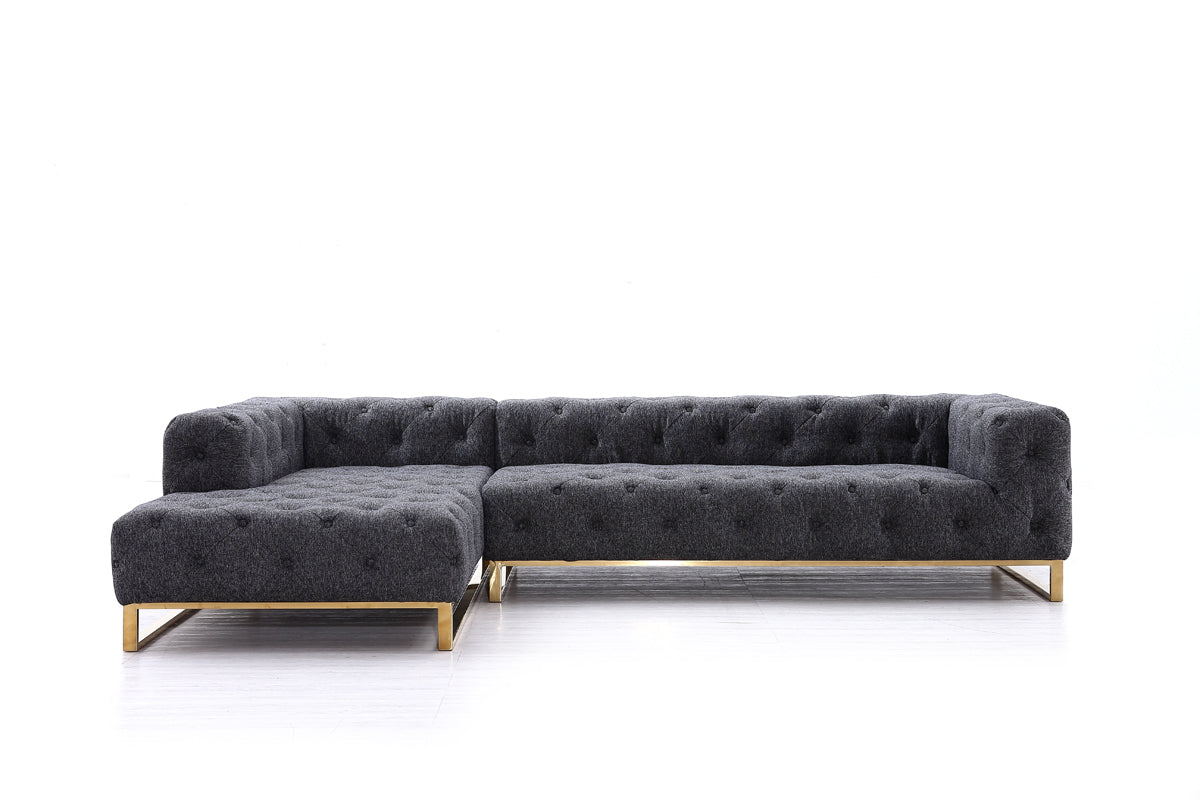 Divani Casa Willa - Modern Grey Fabric Left Facing Sectional Sofa