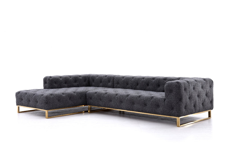 Divani Casa Willa - Modern Grey Fabric Left Facing Sectional Sofa