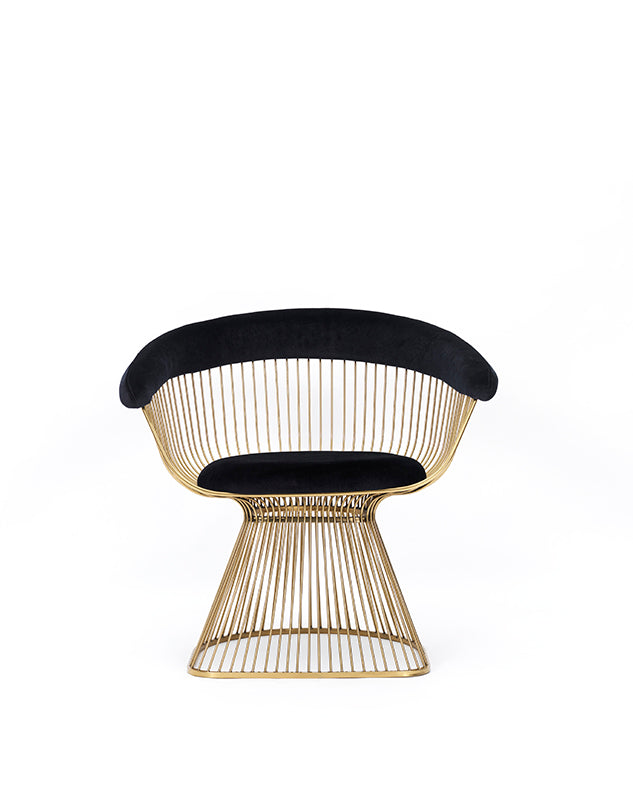 Modrest Chandler Black Velvet & Gold Dining Chair