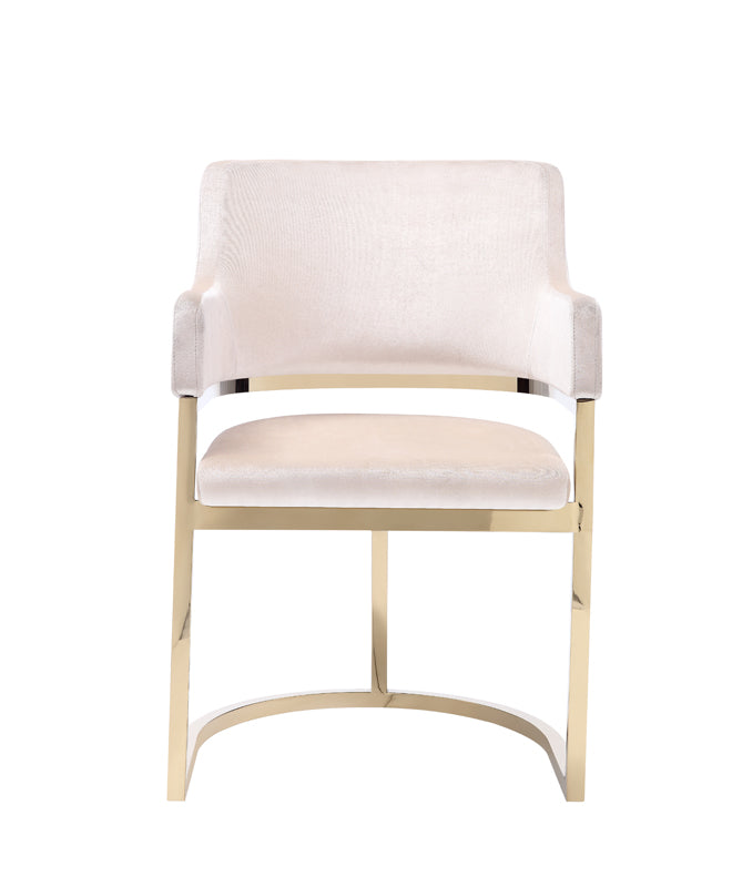 Modrest Tulsa Modern Cream Velvet & Gold Dining Chair