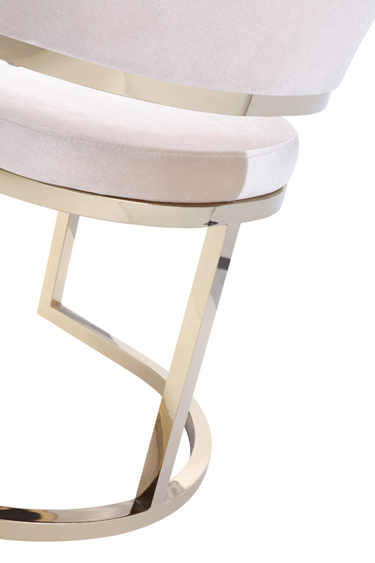 Modrest Tulsa Modern Cream Velvet & Gold Dining Chair