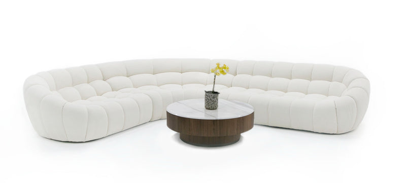 Divani Casa Yolonda - Off-White Fabric Sectional Sofa