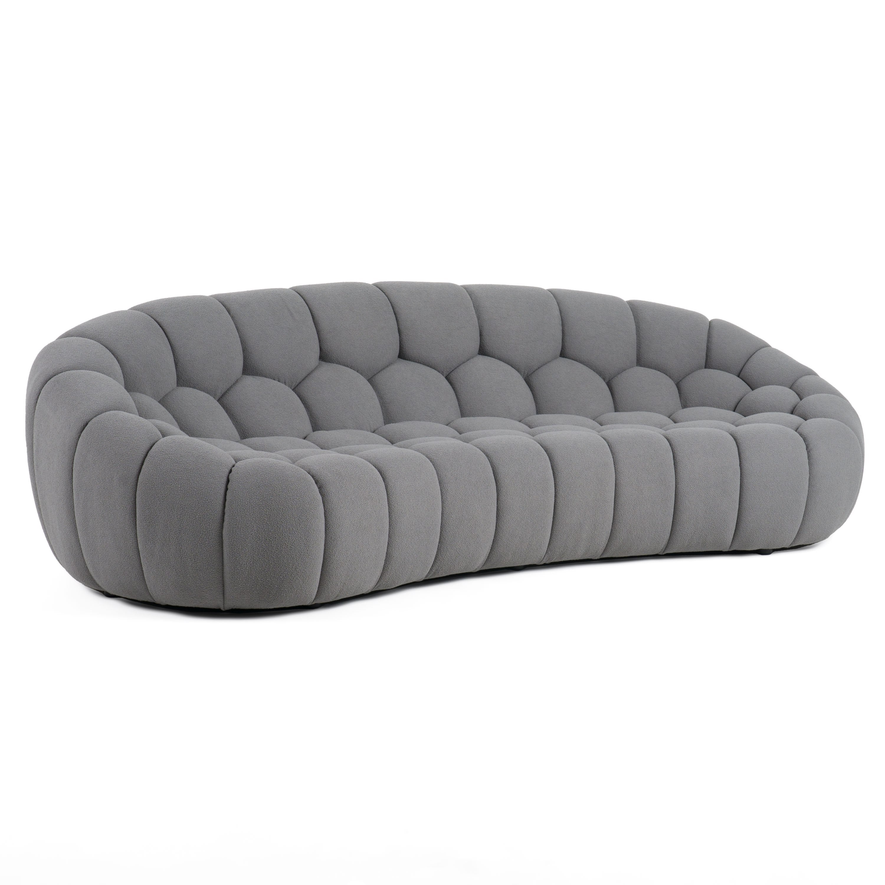 Divani Casa Yolonda - Modern Curved Light Grey Fabric Sofa Set