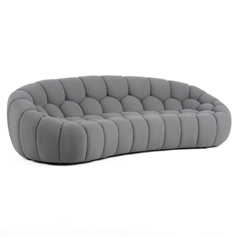 Divani Casa Yolonda - Modern Curved Light Grey Fabric Sofa