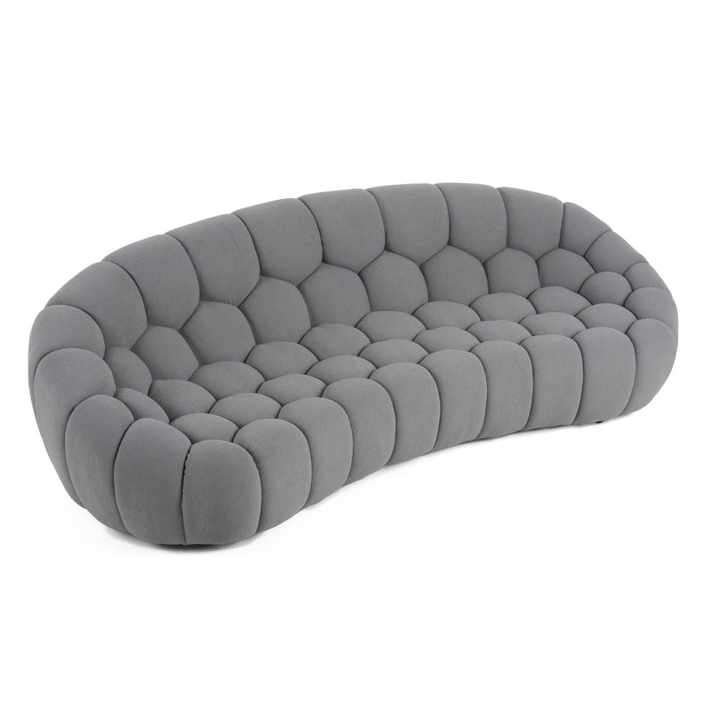 Divani Casa Yolonda - Modern Curved Light Grey Fabric Sofa