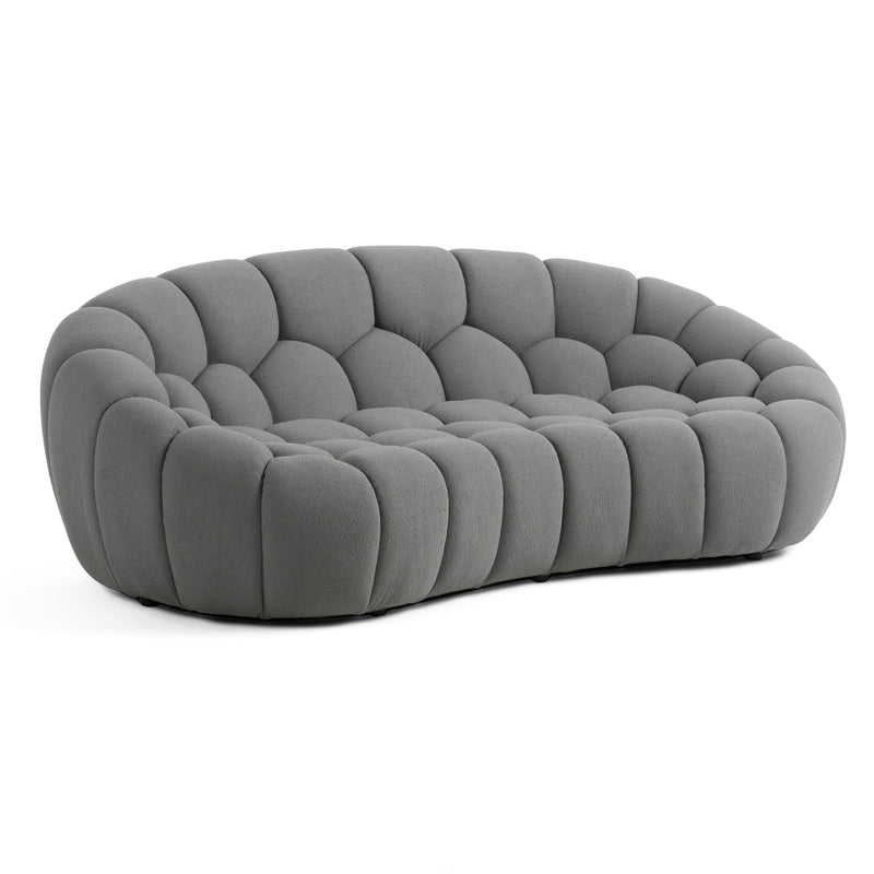 Divani Casa Yolonda - Modern Curved Light Grey Fabric Loveseat