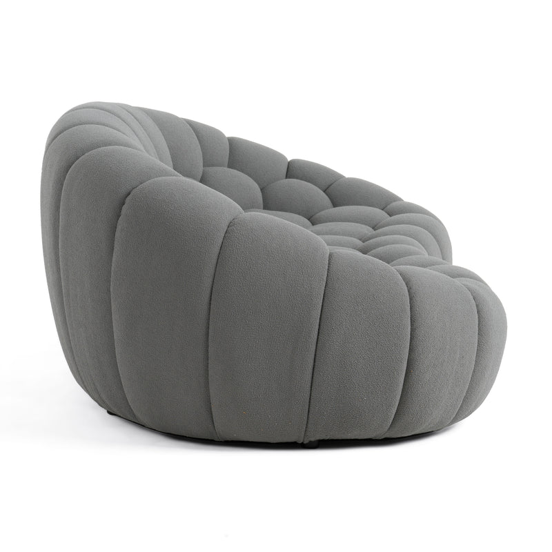 Divani Casa Yolonda - Modern Curved Light Grey Fabric Loveseat