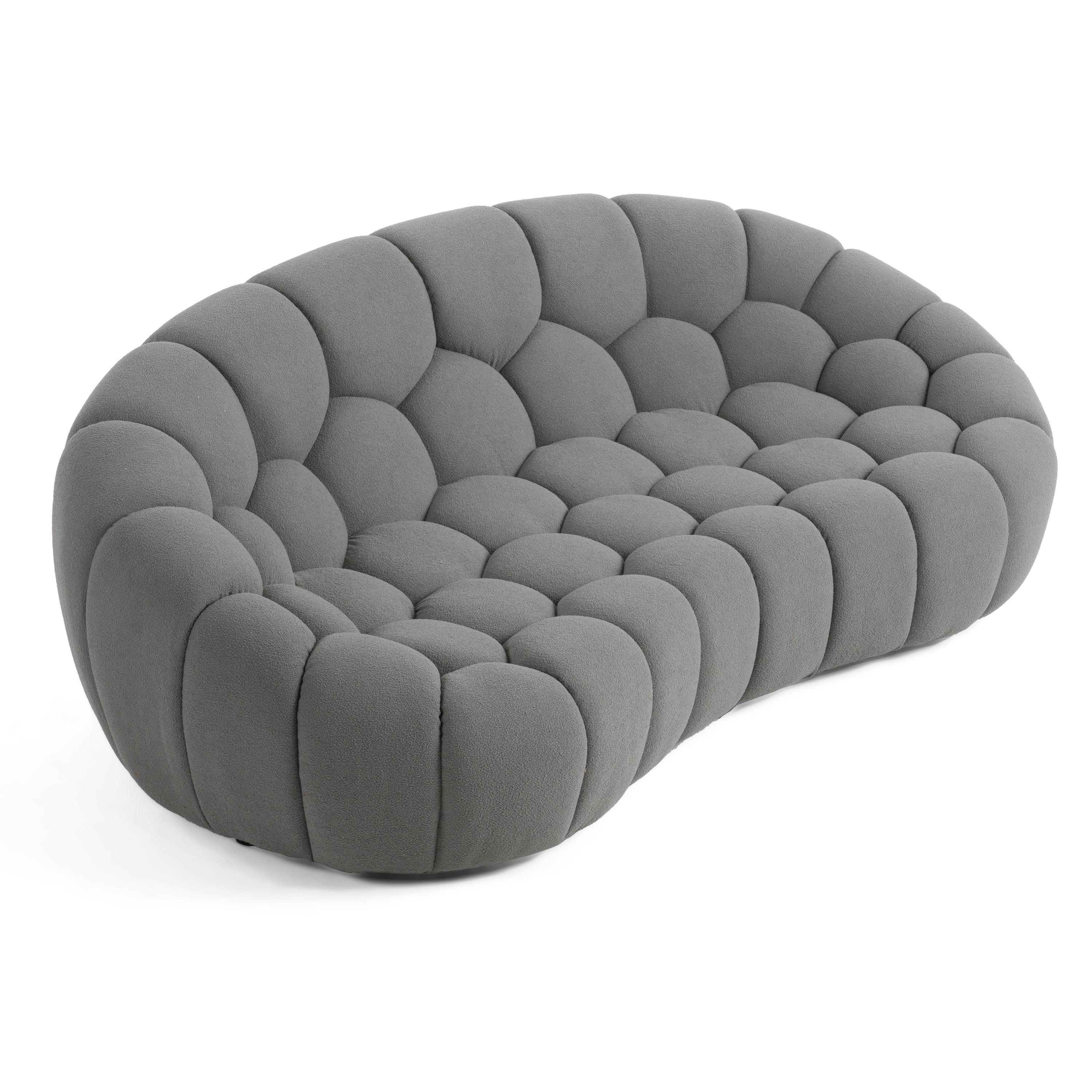 Divani Casa Yolonda - Modern Curved Light Grey Fabric Loveseat