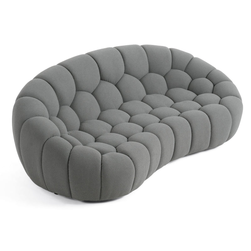 Divani Casa Yolonda - Modern Curved Light Grey Fabric Loveseat