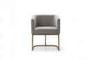 Modrest Yukon - Modern Medium Grey Fabric & Antique Brass Dining Chair