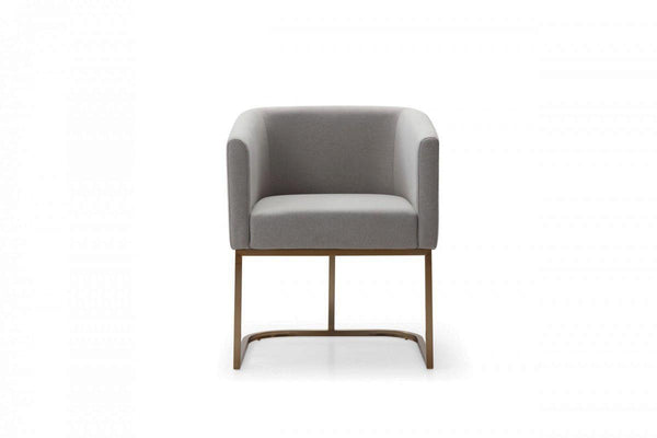 Modrest Yukon - Modern Medium Grey Fabric & Antique Brass Dining Chair