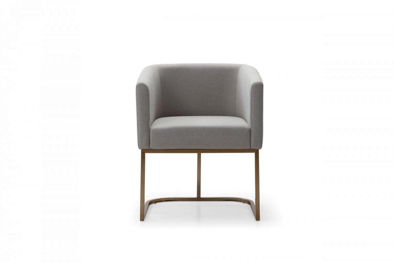Modrest Yukon - Modern Medium Grey Fabric & Antique Brass Dining Chair