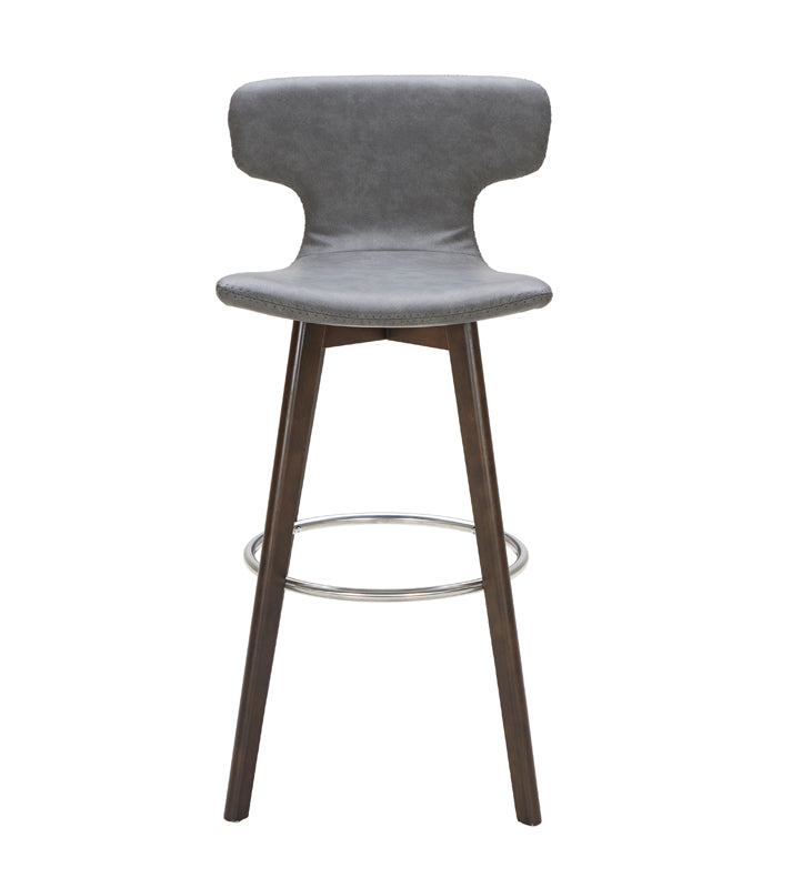 Modrest Zach Mid-Century Dark Grey Eco-Leather Bar Stool