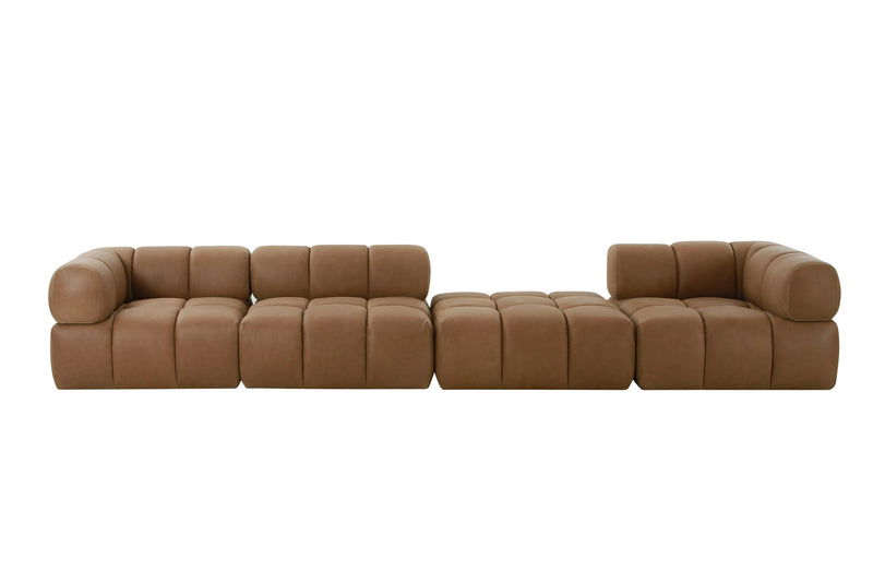 Divani Casa Everest - Modern Brown Leather Ottoman