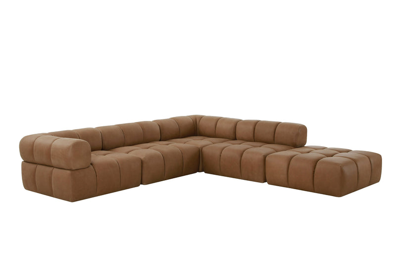 Divani Casa Everest - Modern Brown Leather Ottoman